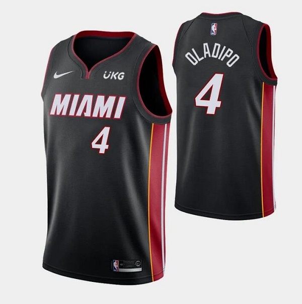 Men's Miami Heat #4 Victor Oladipo Black With UKG Patch Stitched Jersey